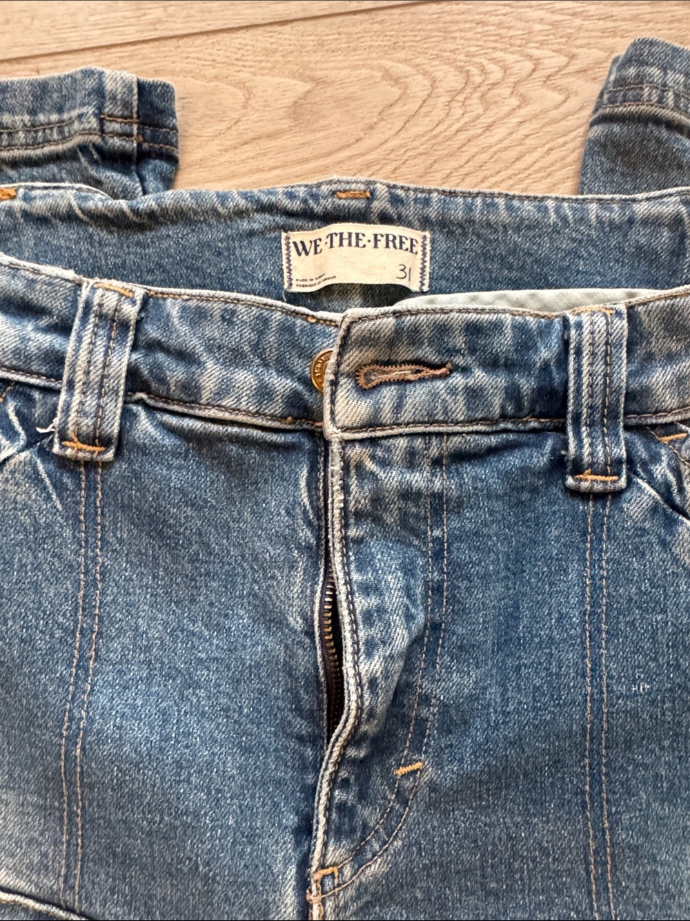 Free People Blue Boyfriend Cargo Jeans - Picture 2 of 4